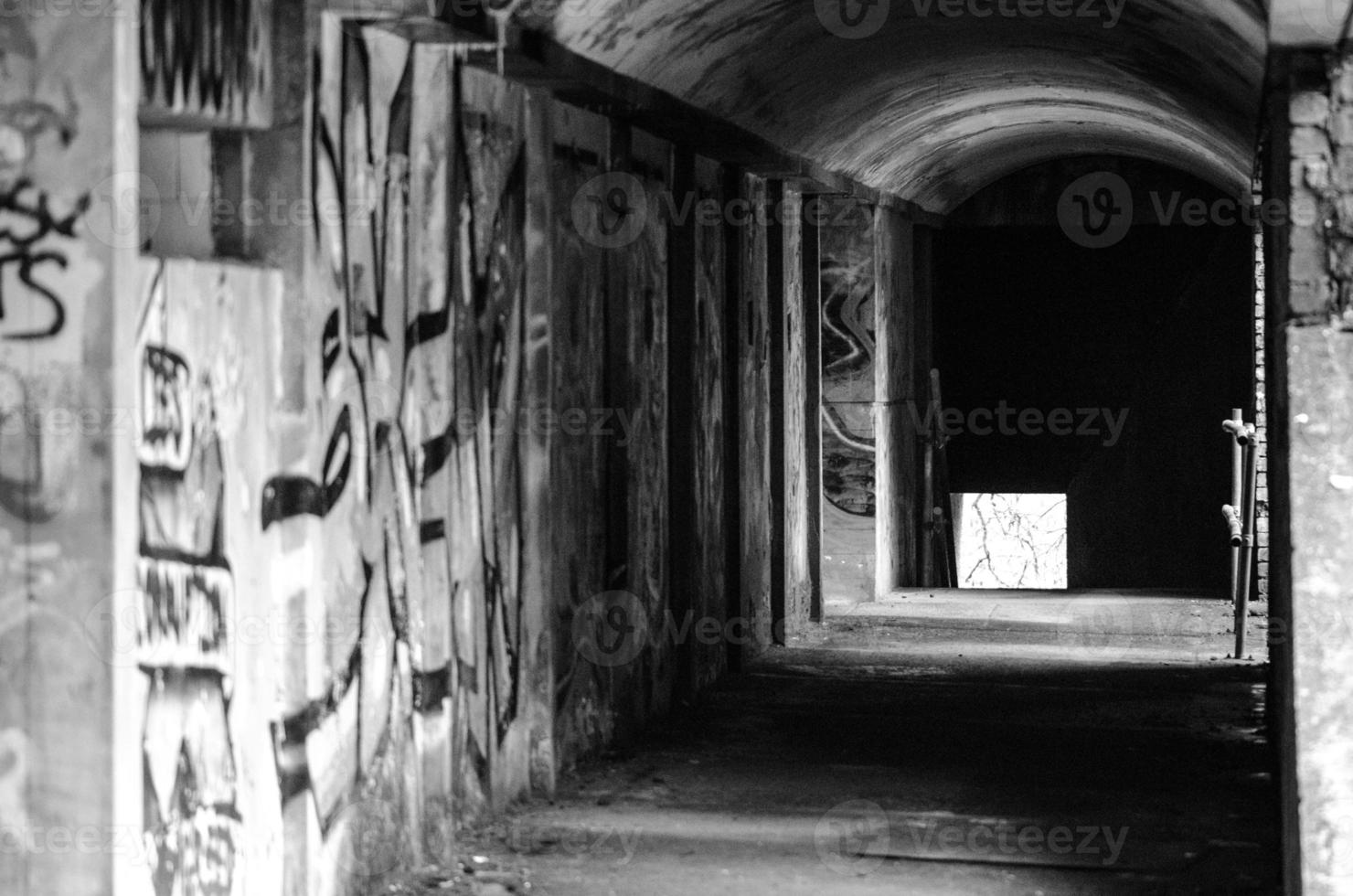 Hallway in abandoned building photo