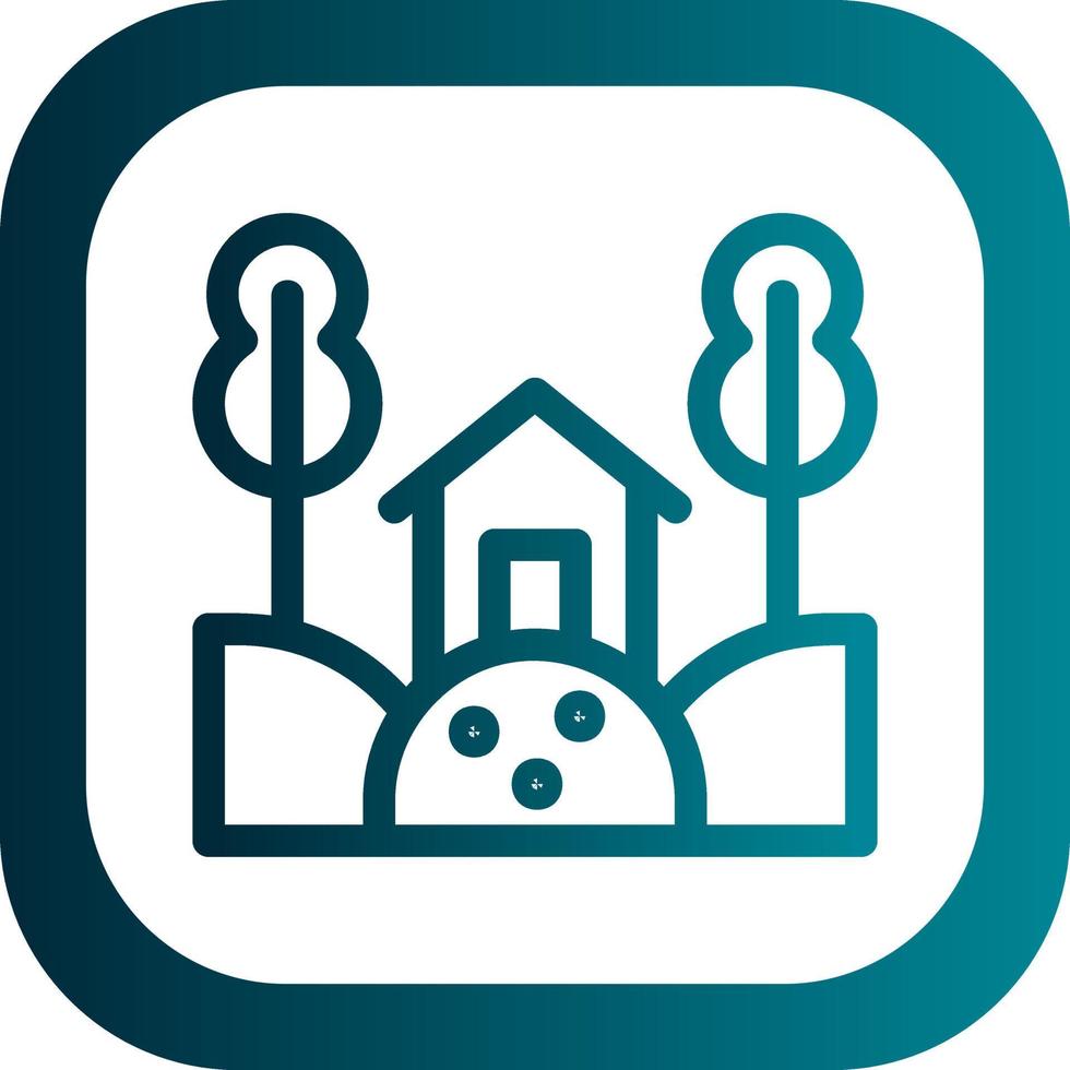 Cabin Landscape Vector Icon Design