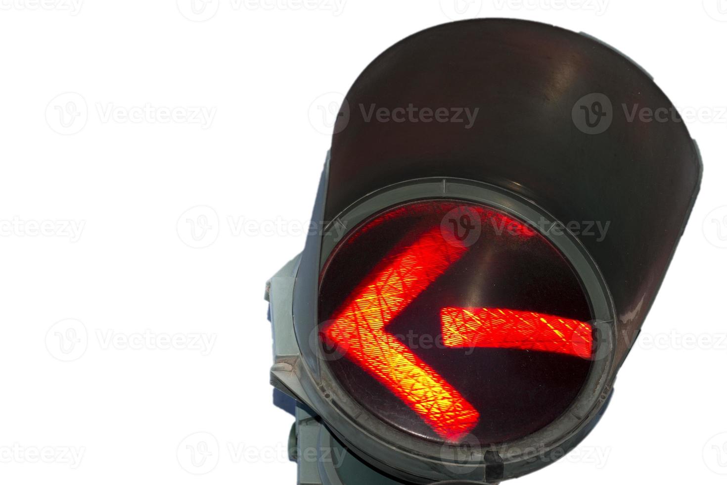 Traffic light Mandatory no left turn on white background photo