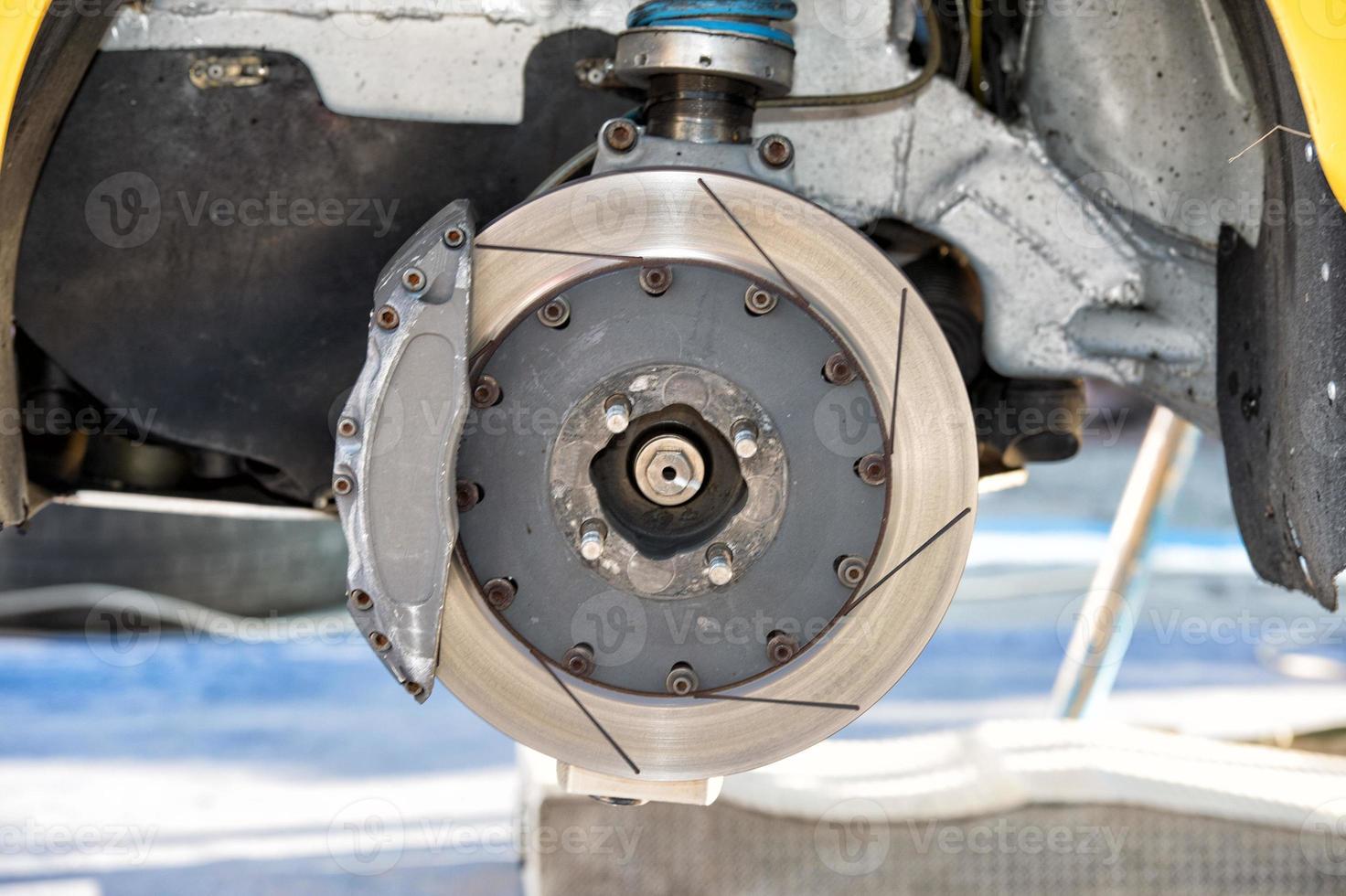 rally car brake system detail photo