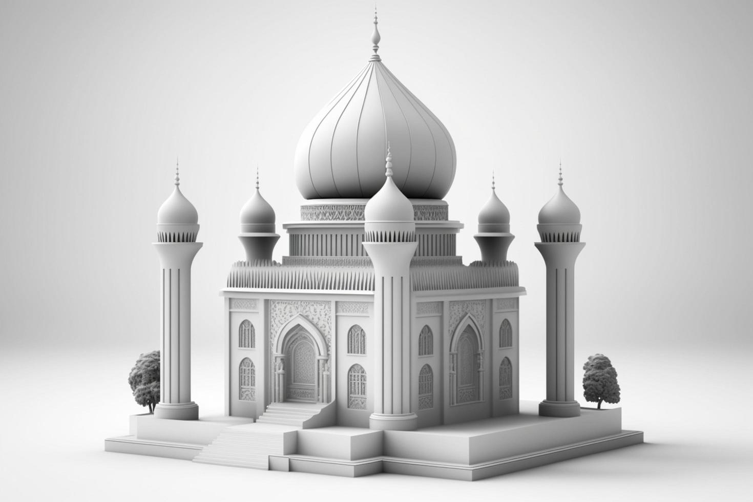 3d icon illustration of mosque on white clear background. photo