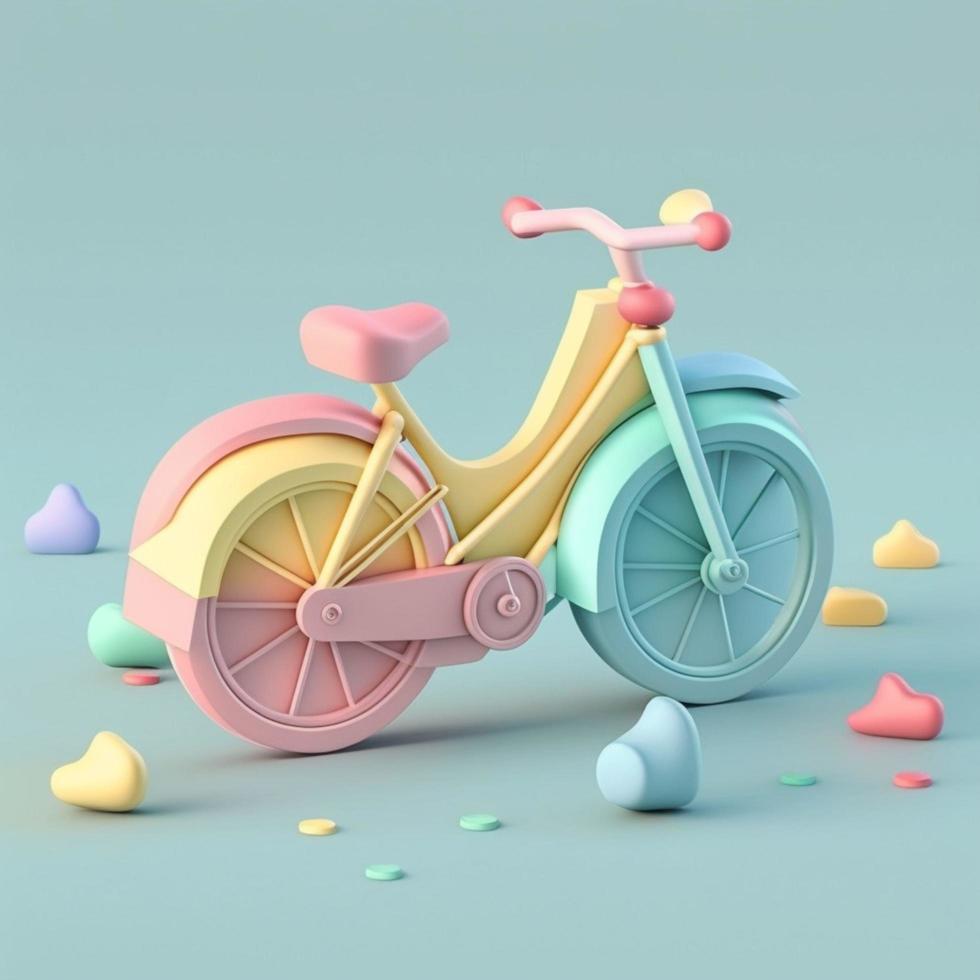 cute isometric bike emoji, soft pastel colors, 3d icon. photo