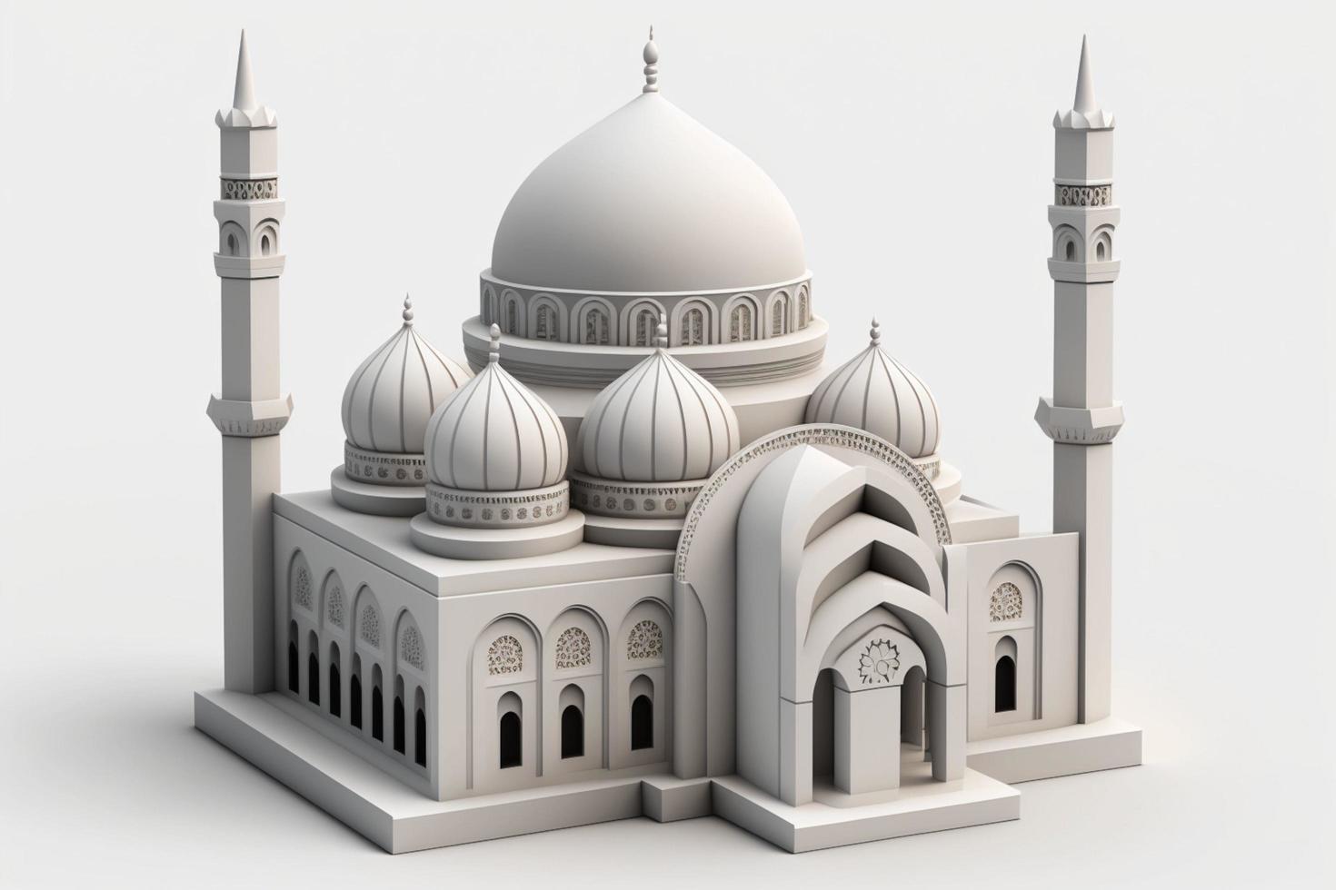 3d icon illustration of mosque on white clear background. photo