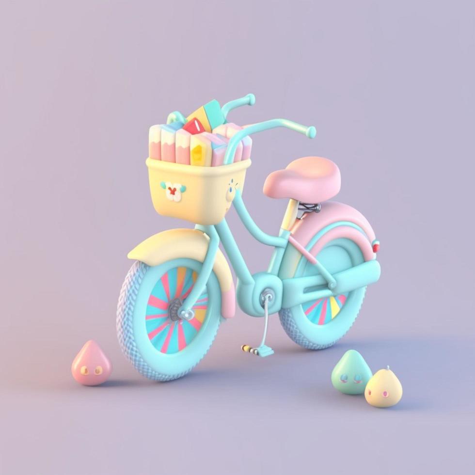 cute isometric bike emoji, soft pastel colors, 3d icon. photo