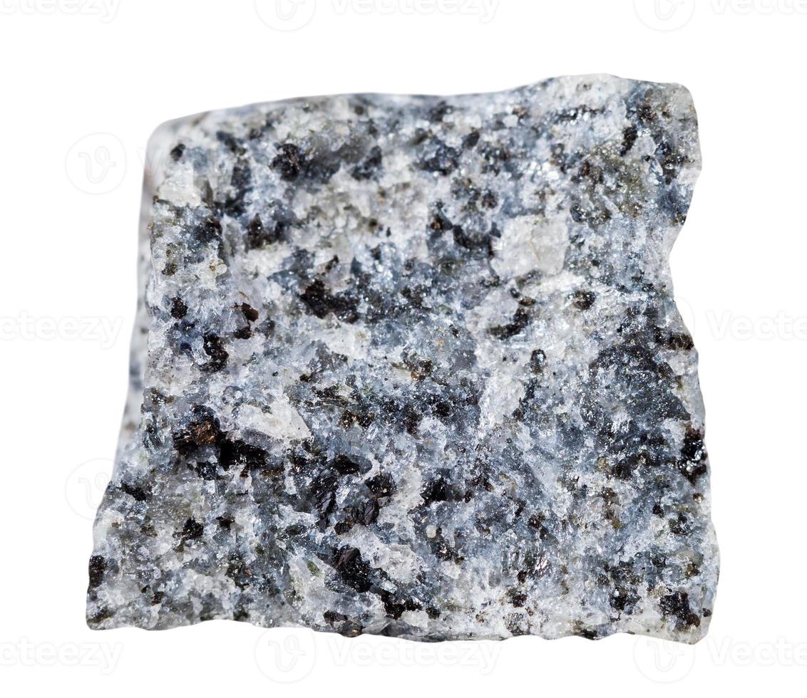 gabro basalto mineral Roca aislado en blanco foto