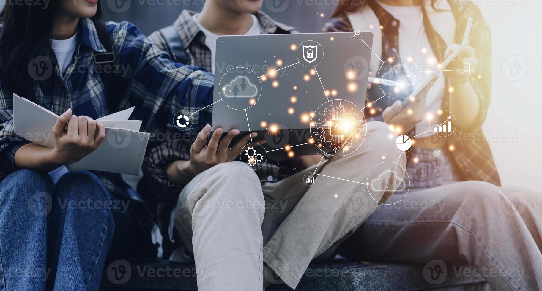 Digital transformation technology strategy, IoT, internet of things. transformation of ideas and the adoption of technology in business in the digital age, enhancing global business capabilities. Ai photo