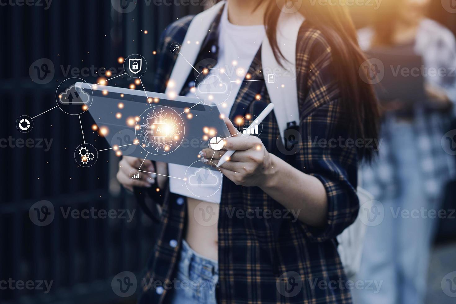 estrategia de tecnología de transformación digital, iot, internet de las cosas. transformación de ideas y la adopción de tecnología en los negocios en la era digital, mejorando las capacidades comerciales globales. ai foto