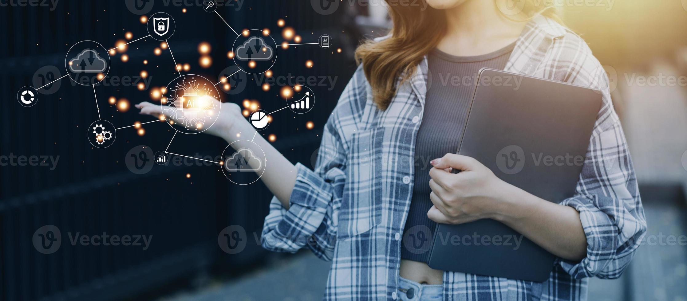 Digital transformation technology strategy, IoT, internet of things. transformation of ideas and the adoption of technology in business in the digital age, enhancing global business capabilities. Ai photo