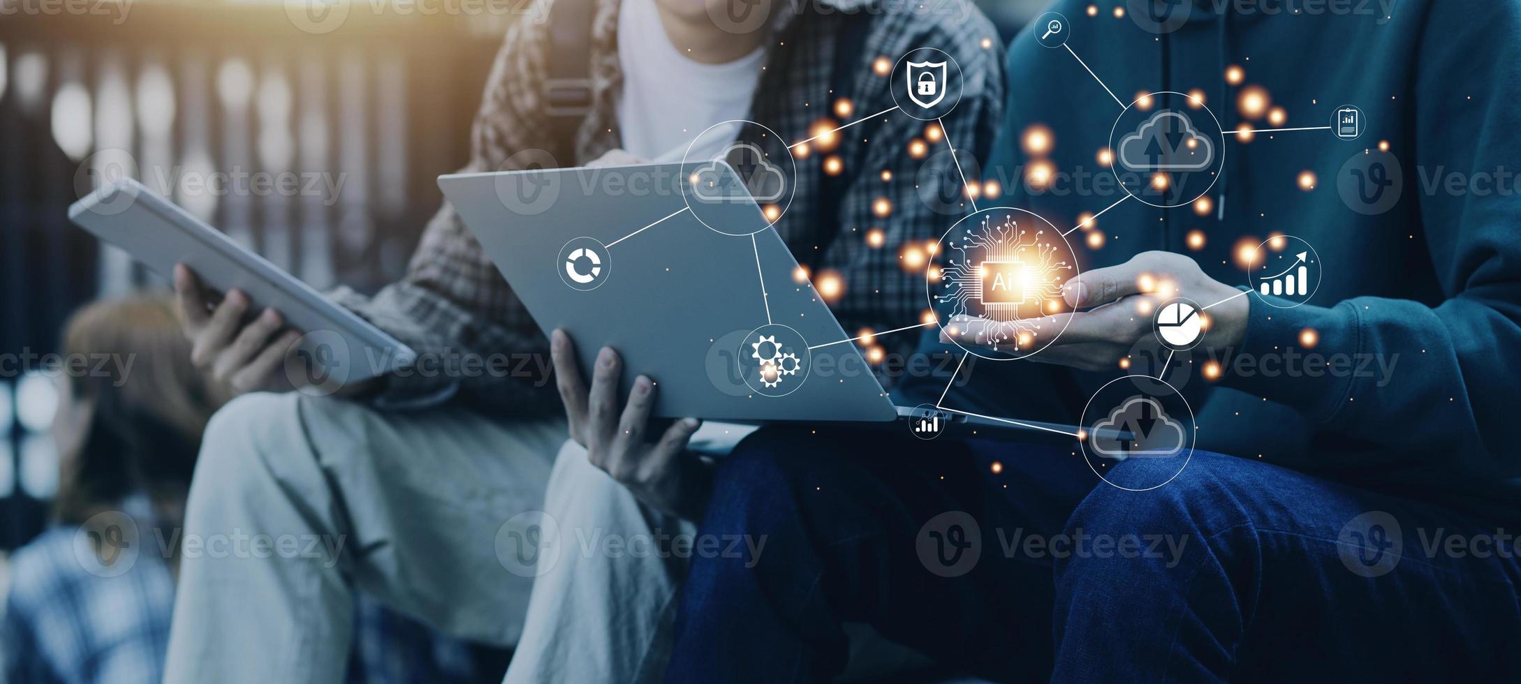 Digital transformation technology strategy, IoT, internet of things. transformation of ideas and the adoption of technology in business in the digital age, enhancing global business capabilities. Ai photo
