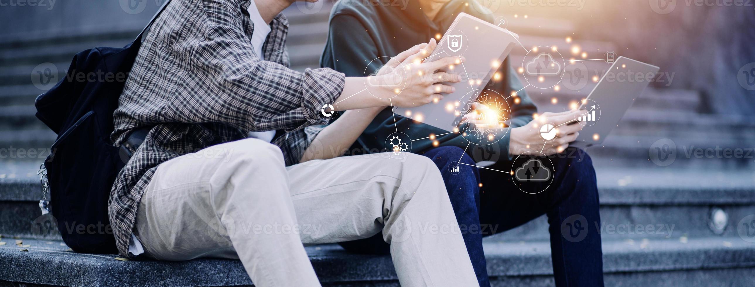 Digital transformation technology strategy, IoT, internet of things. transformation of ideas and the adoption of technology in business in the digital age, enhancing global business capabilities. Ai photo