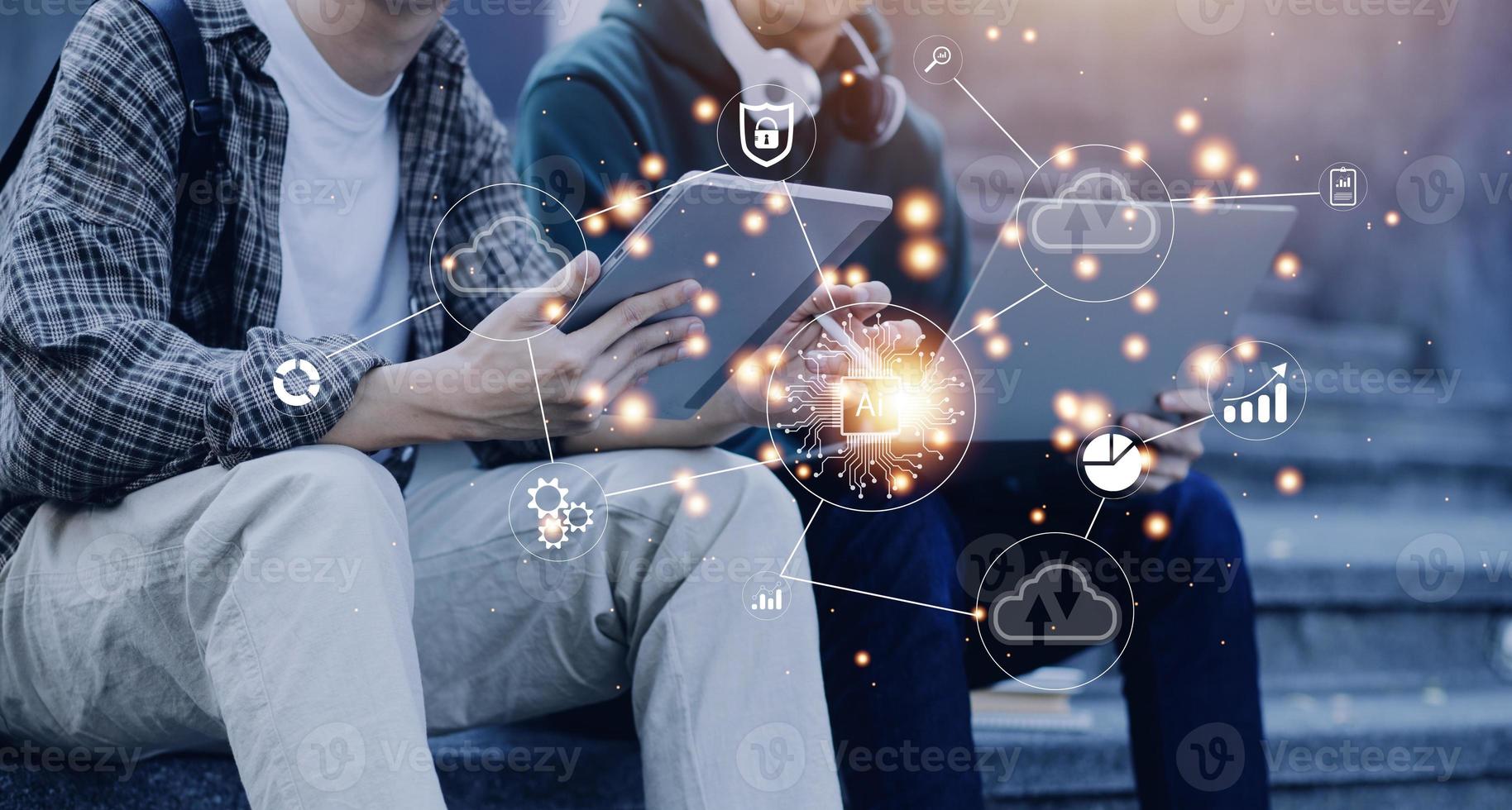 Digital transformation technology strategy, IoT, internet of things. transformation of ideas and the adoption of technology in business in the digital age, enhancing global business capabilities. Ai photo