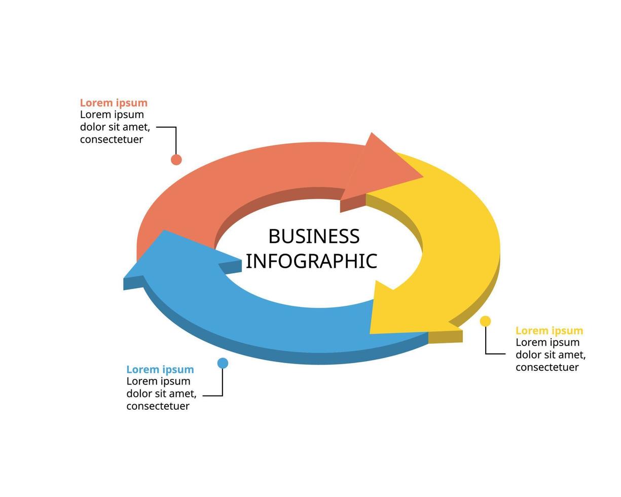 timeline arrow circle chart template for infographic for presentation for 3 element vector