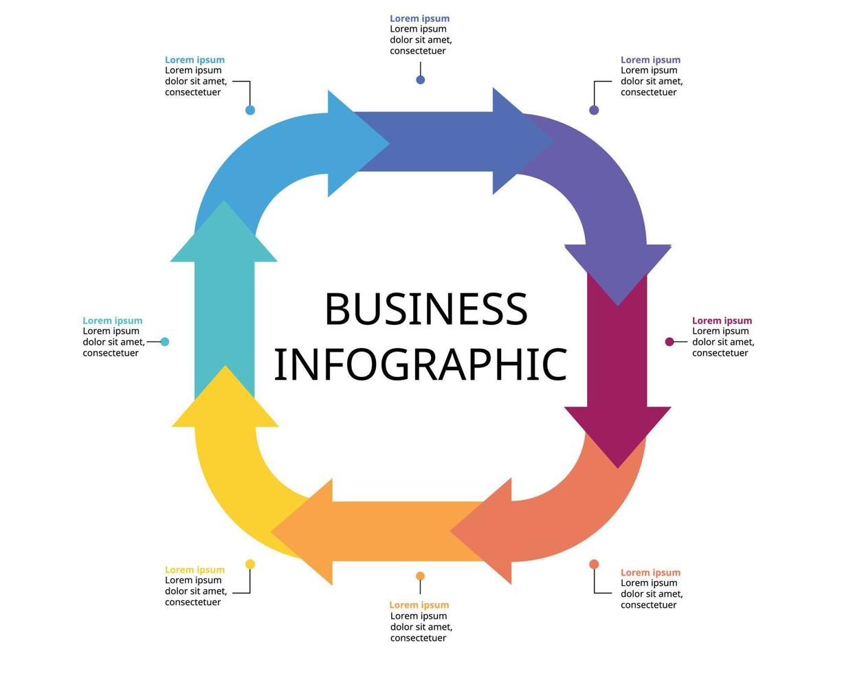 timeline arrow circle chart template for infographic for presentation for 8 element vector