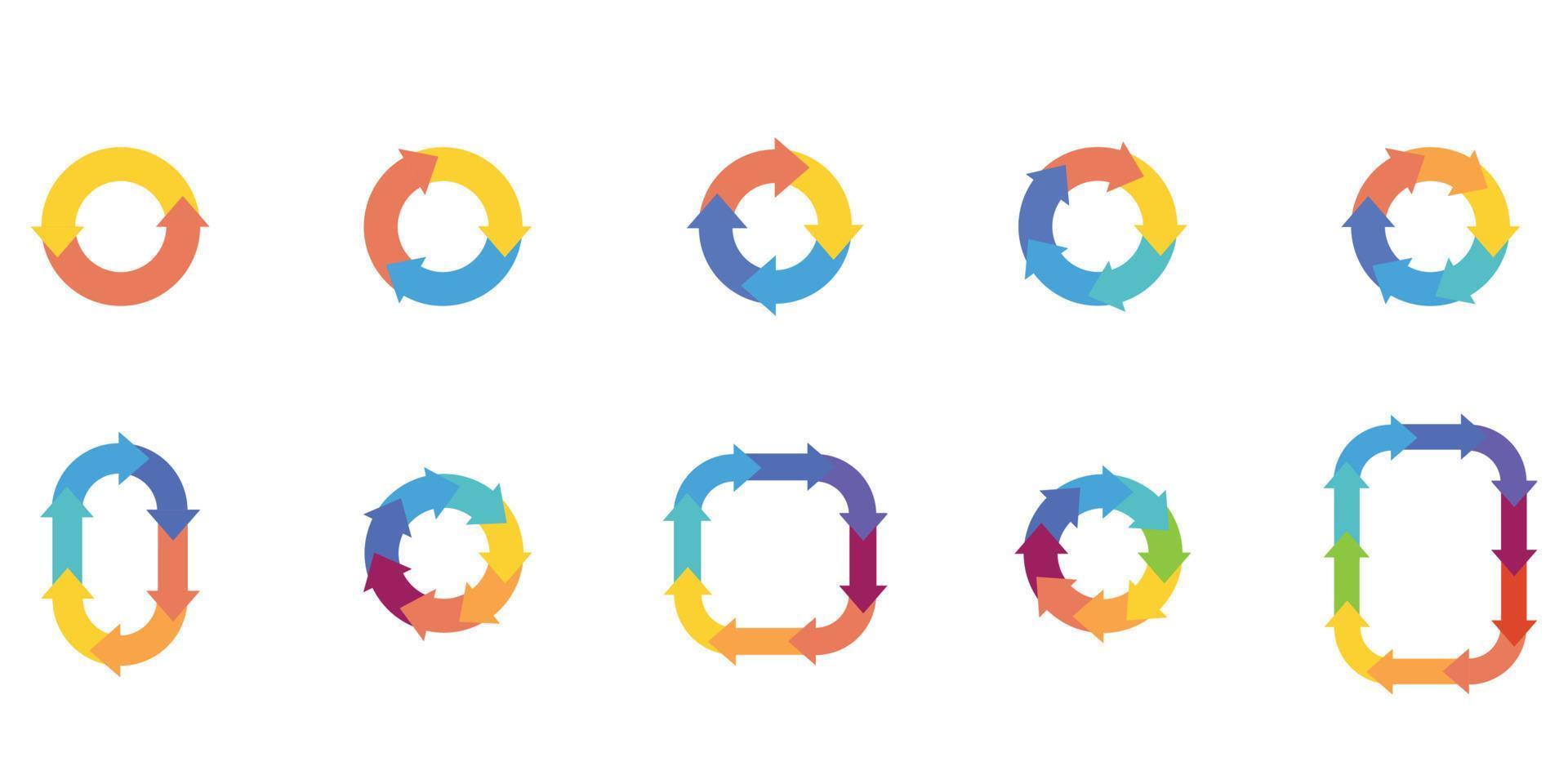 arrow circle timeline element set for infographic vector