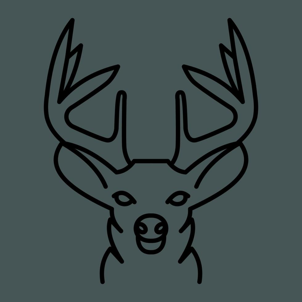 Deer head logo, linear icon. editable stroke vector