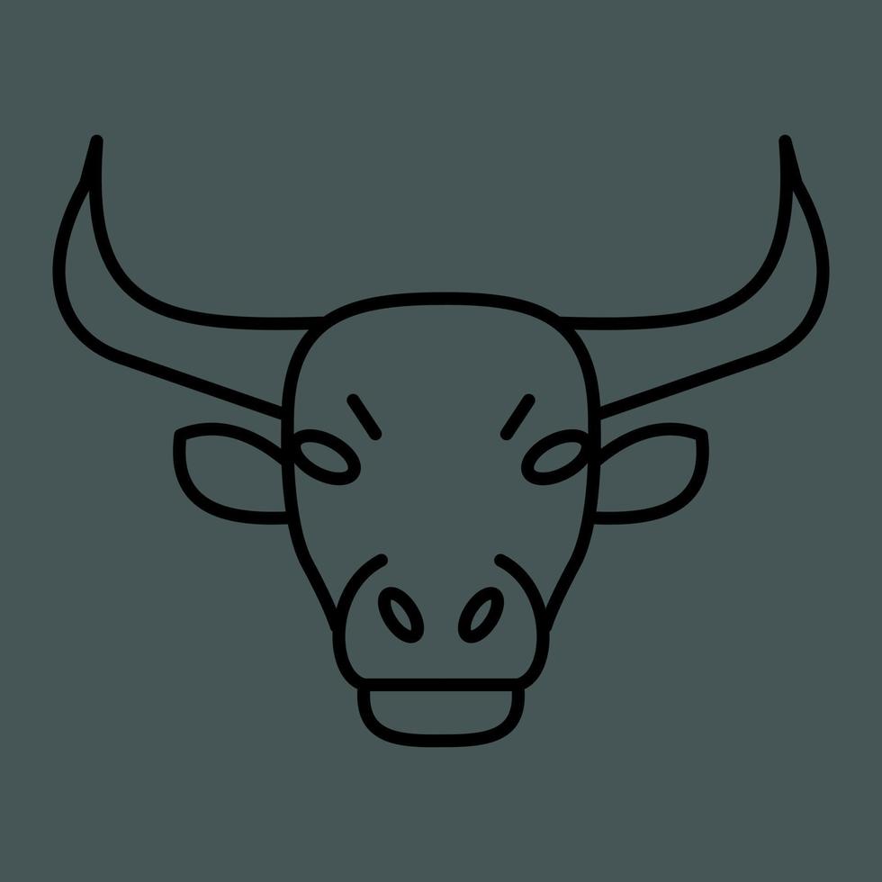 Bull head logo, linear icon. editable stroke vector