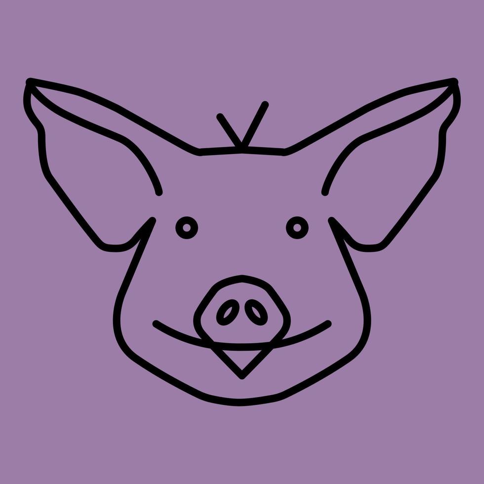 Pig muzzle logo, linear icon on pink background. editable stroke vector