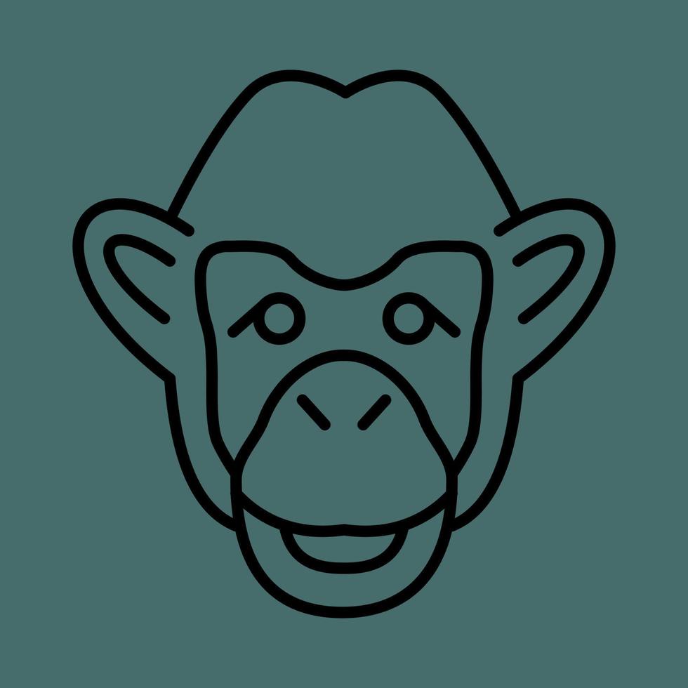 Monkey head logo, linear icon. editable stroke vector