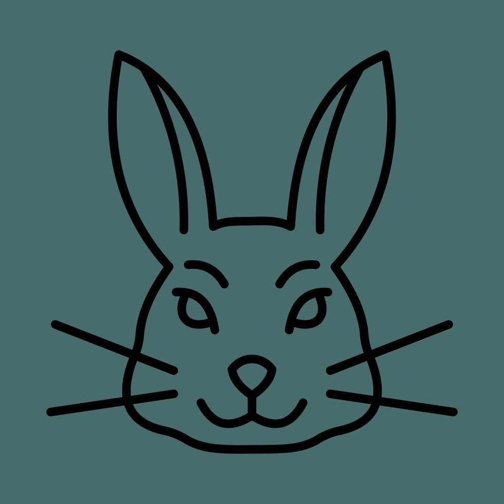 Hare rabbit head logo, linear icon. editable stroke vector