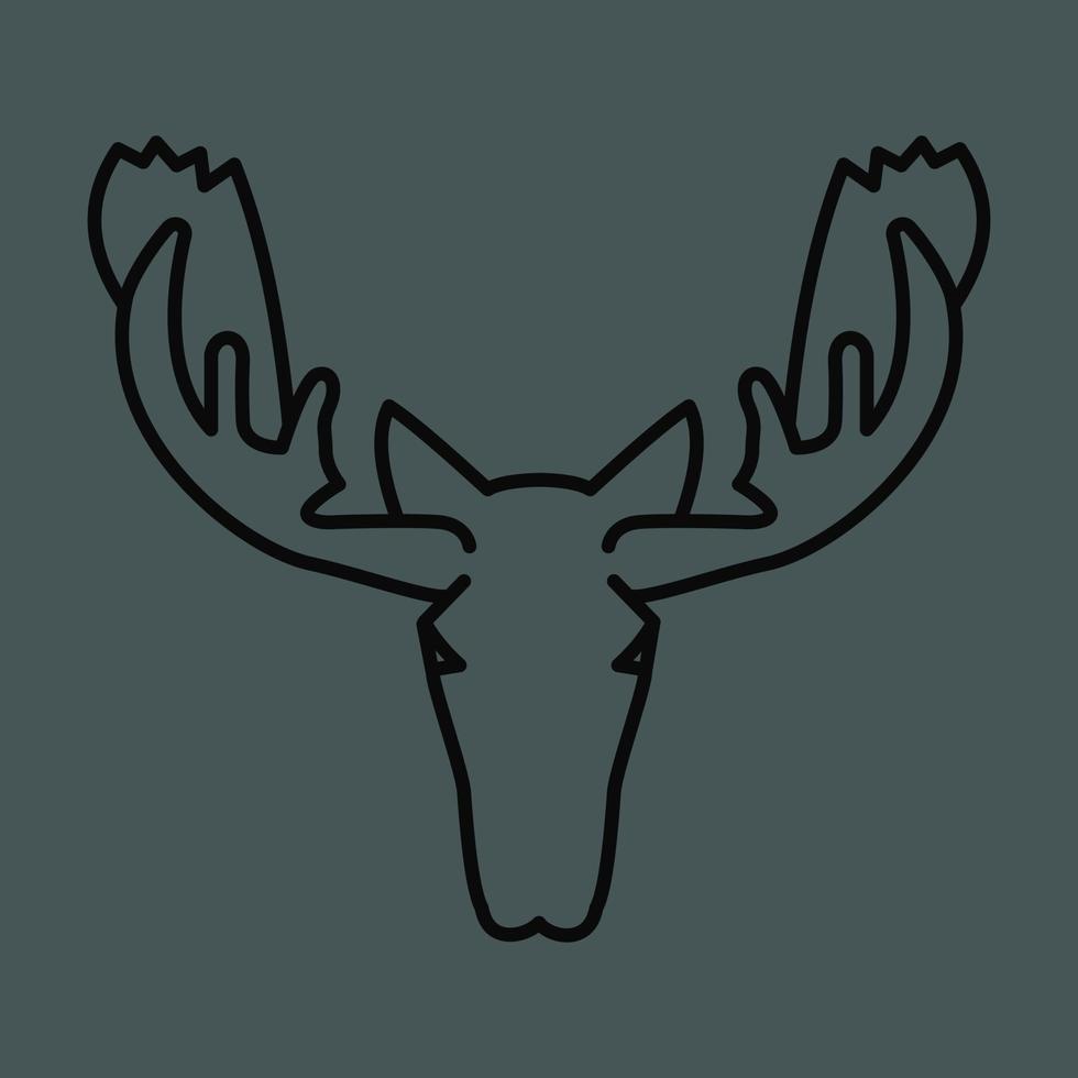Moose head logo, linear icon. editable stroke vector