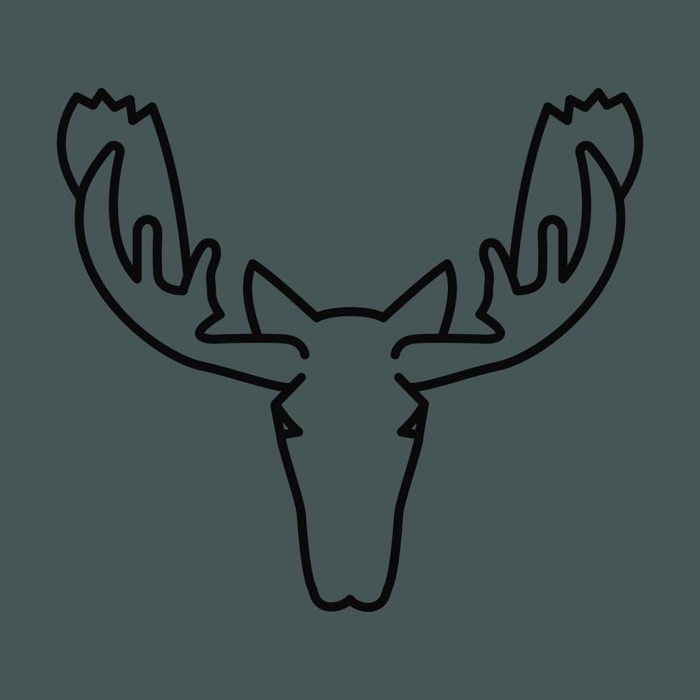 Moose head logo, linear icon. editable stroke vector