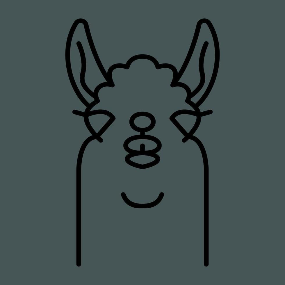 Lama alpaca head logo, linear icon. editable stroke vector