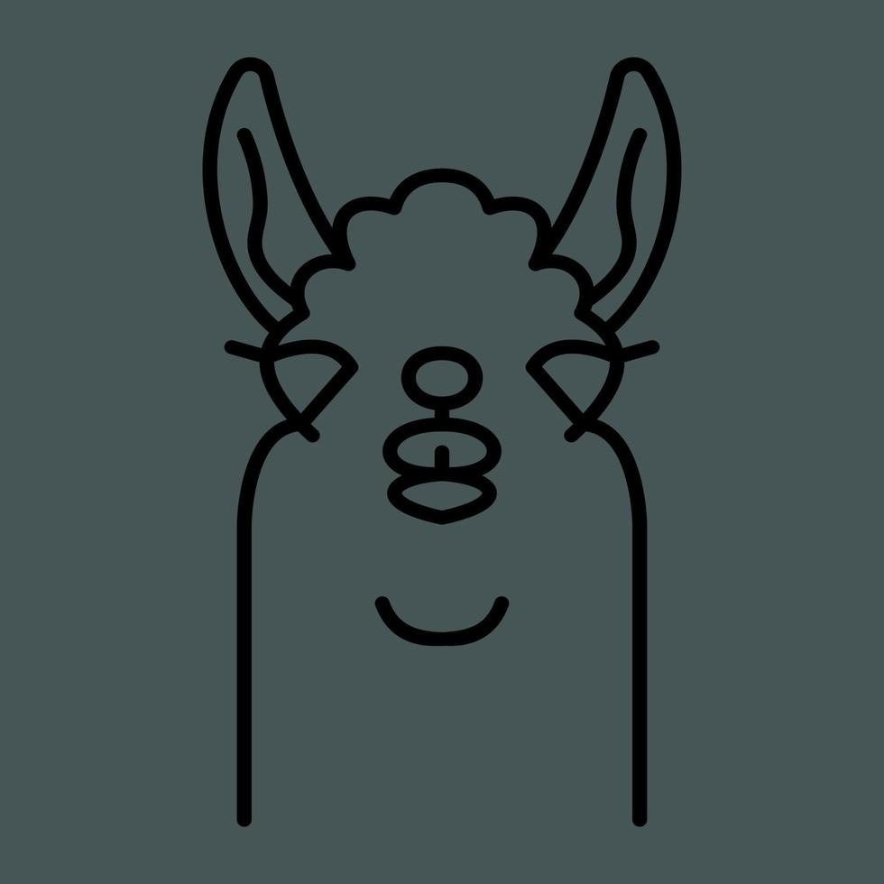 Lama alpaca head logo, linear icon. editable stroke vector