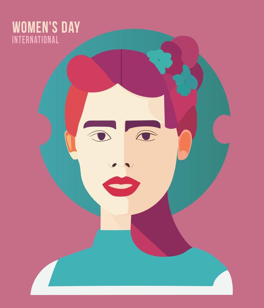 International woman's day card. ethnic minimalistic women portrait vector