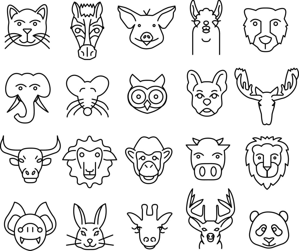 Simple Set Fauna Vector line Icons