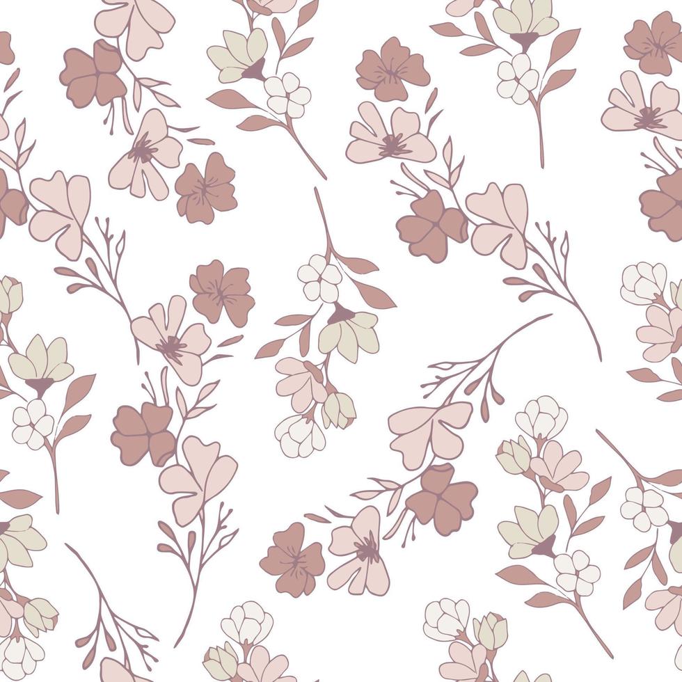 Seamless pattern with hand-drawn flowers. vector illustration