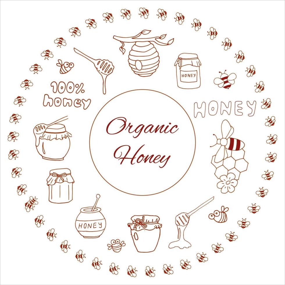 Circular honey banner with place of text vector