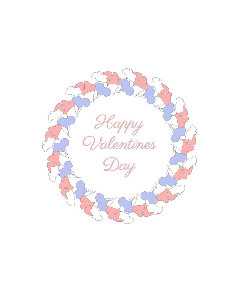 Circular floral frame with a text Happy Valentines day vector