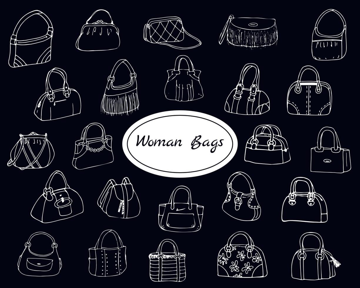 Woman handbags doodle vector