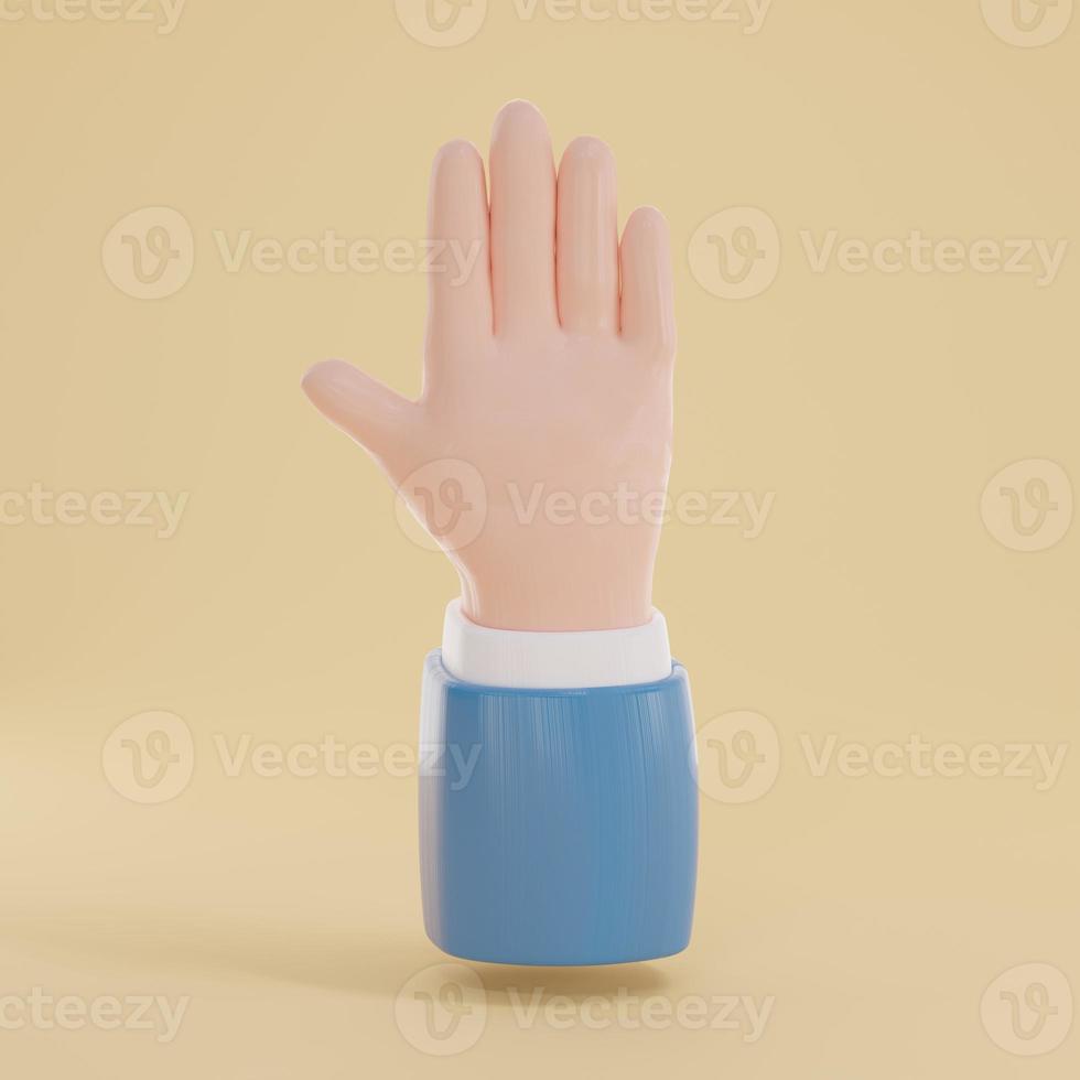 3d render of hand with gesture icons isolated on yellow background.3 photo