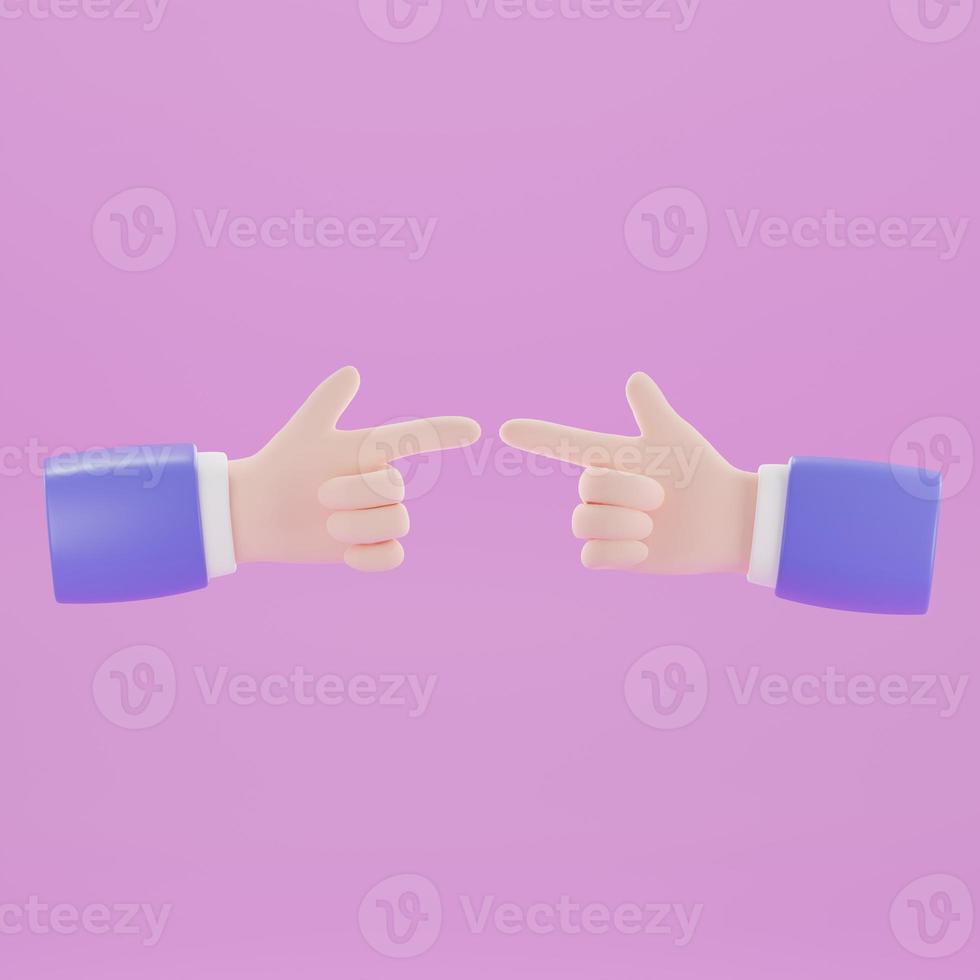 3d render of hand with gesture icons isolated on pink background. photo