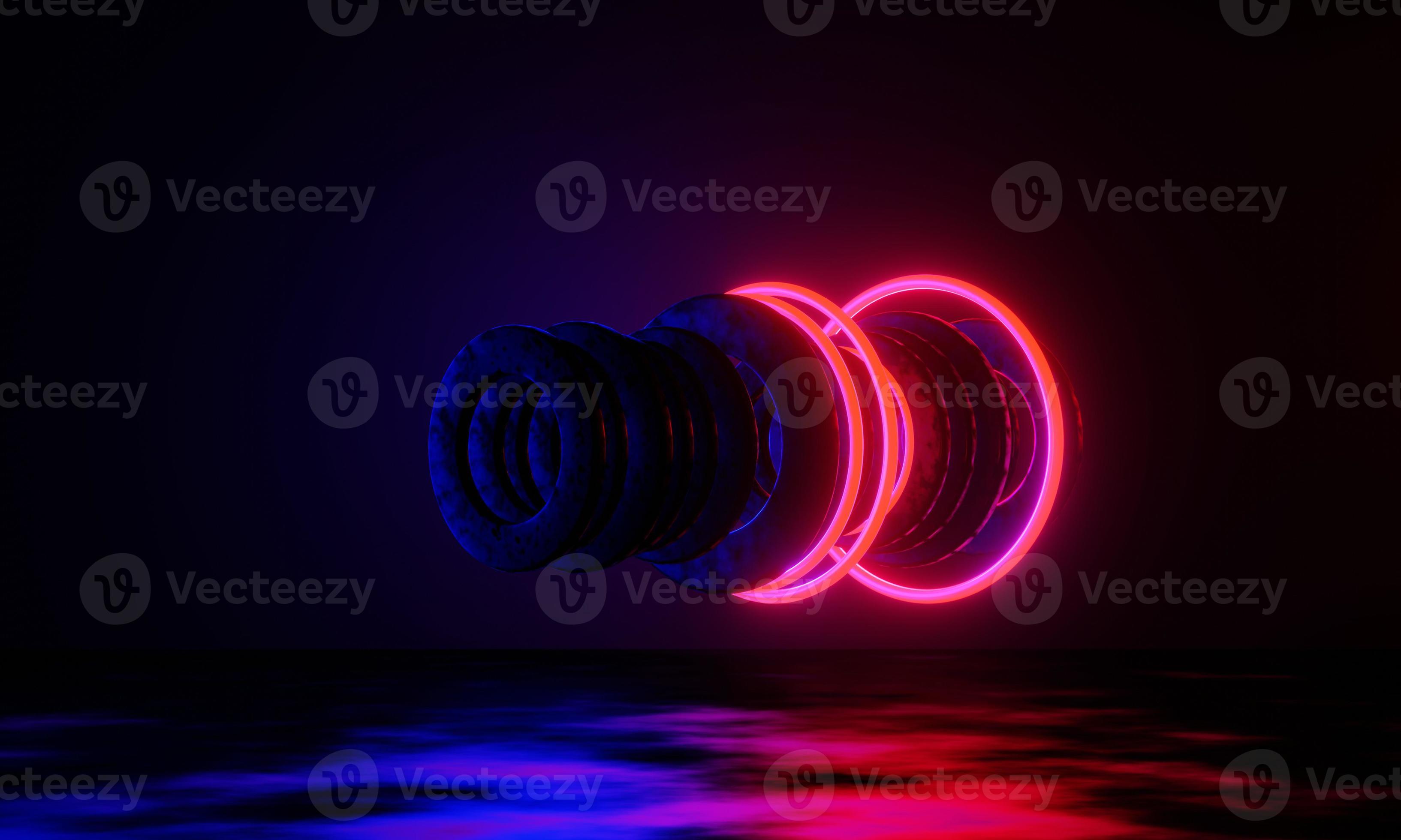 3d rendering. Abstract minimalist background with colorful glowing neon