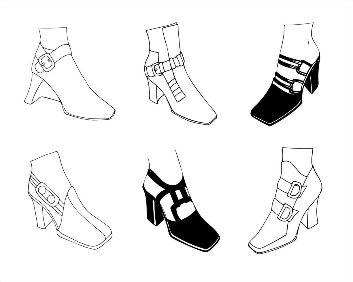 Hand drawn woman shoes design vector