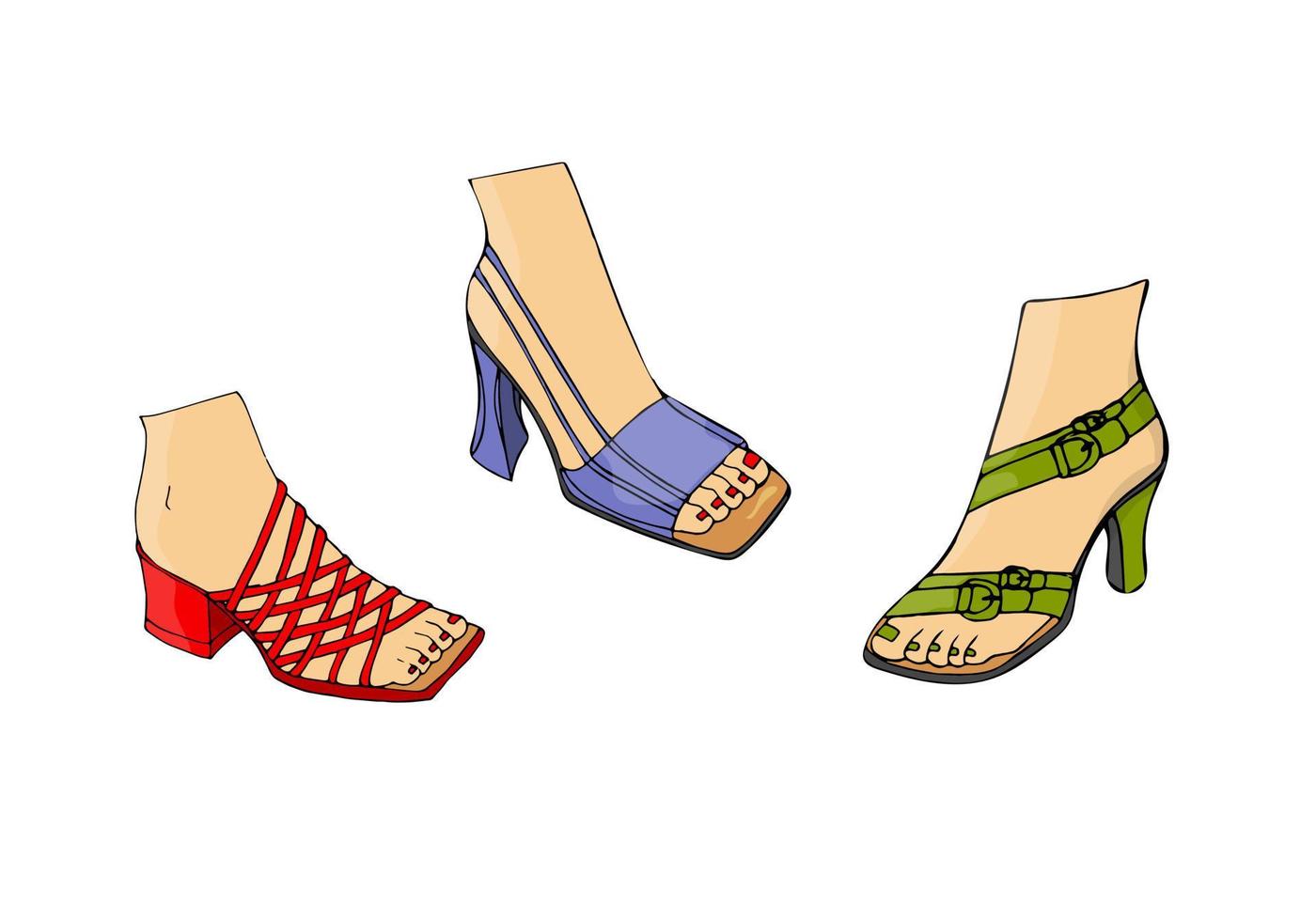 mujer Zapatos conjunto para verano vector