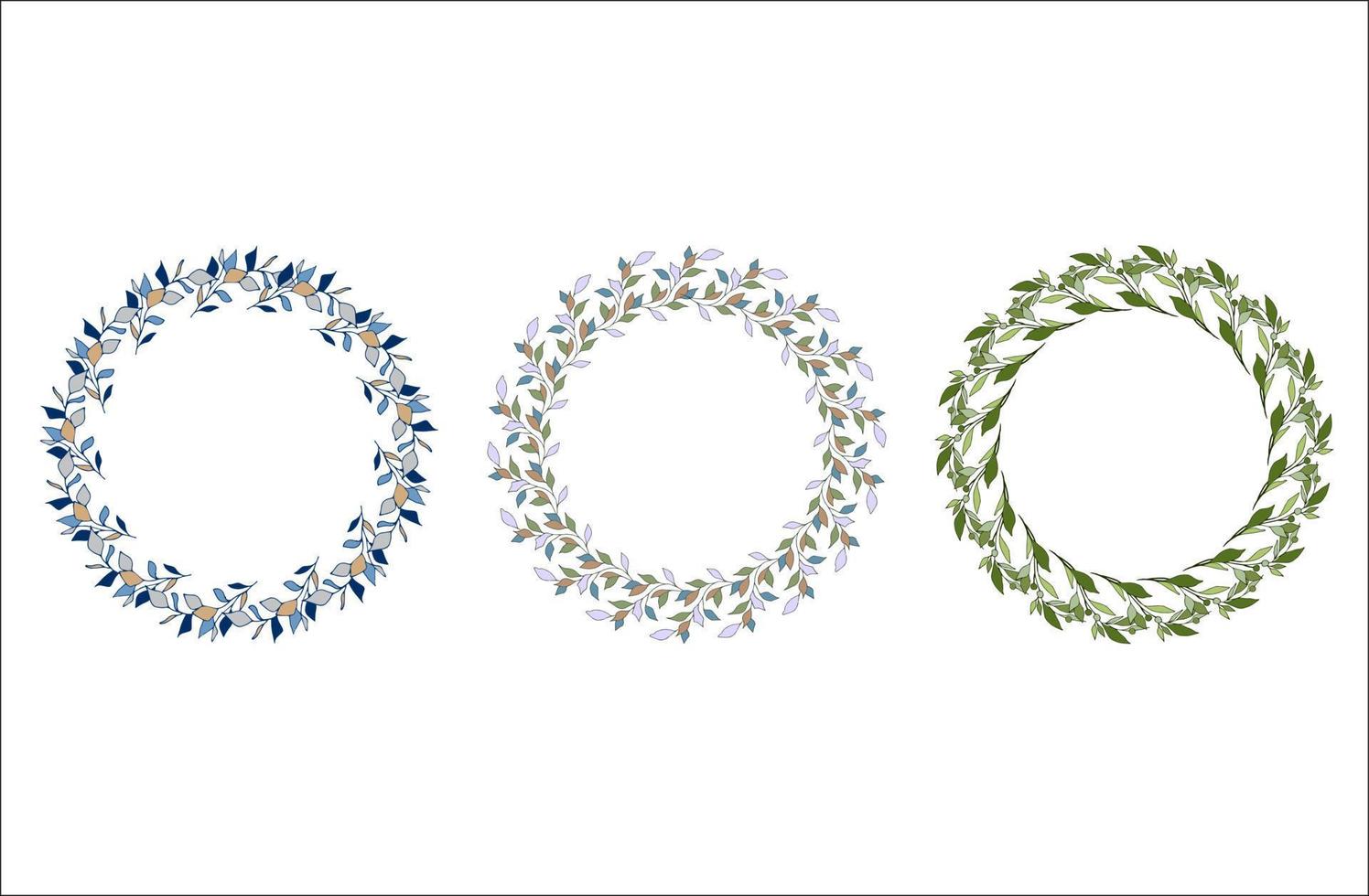 Floral circular wreath set vector