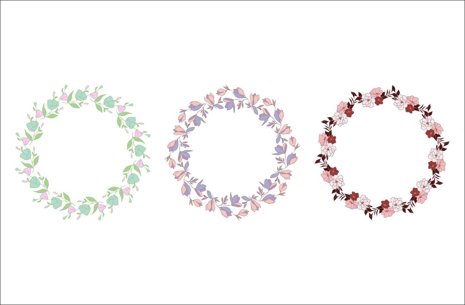 Circular floral frame set with a place for your text vector