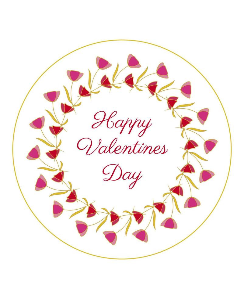 Valentine's day card with circular floral frame with text vector