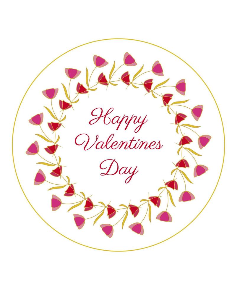 San Valentín día tarjeta con circular floral marco con texto vector