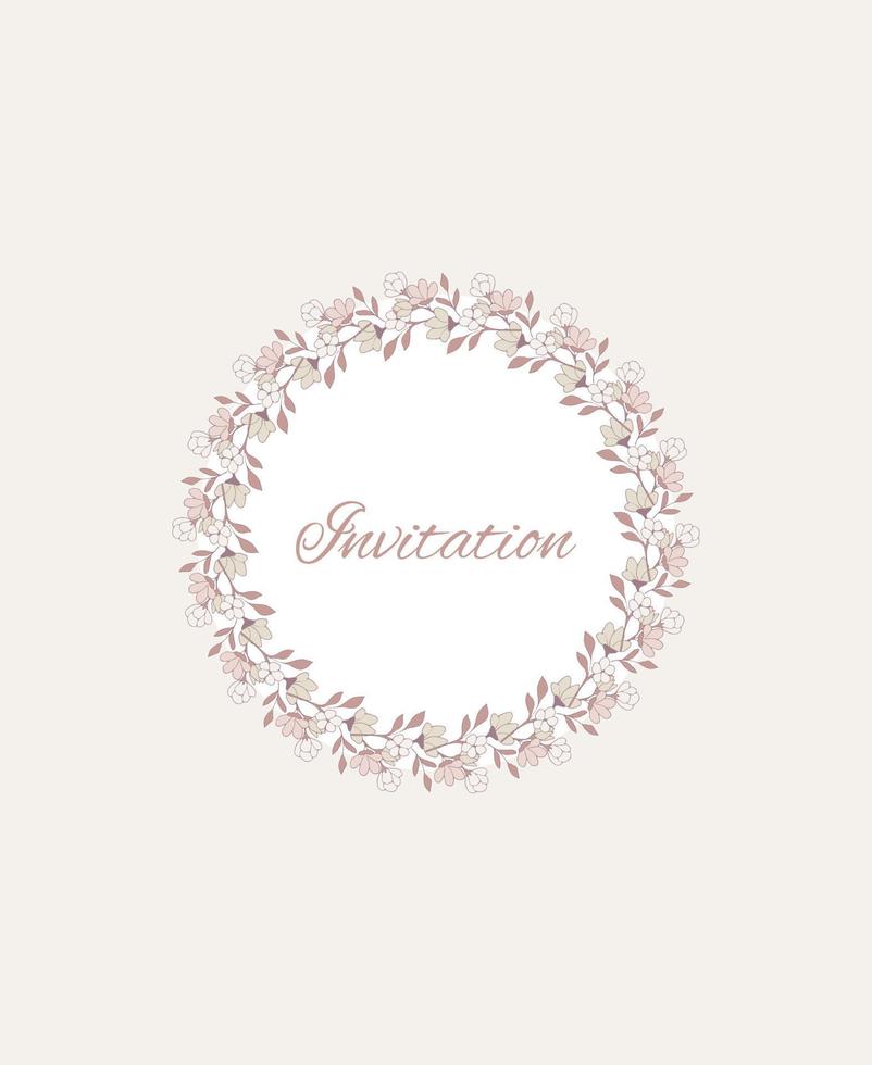 Invitation floral card with flowers and text vector
