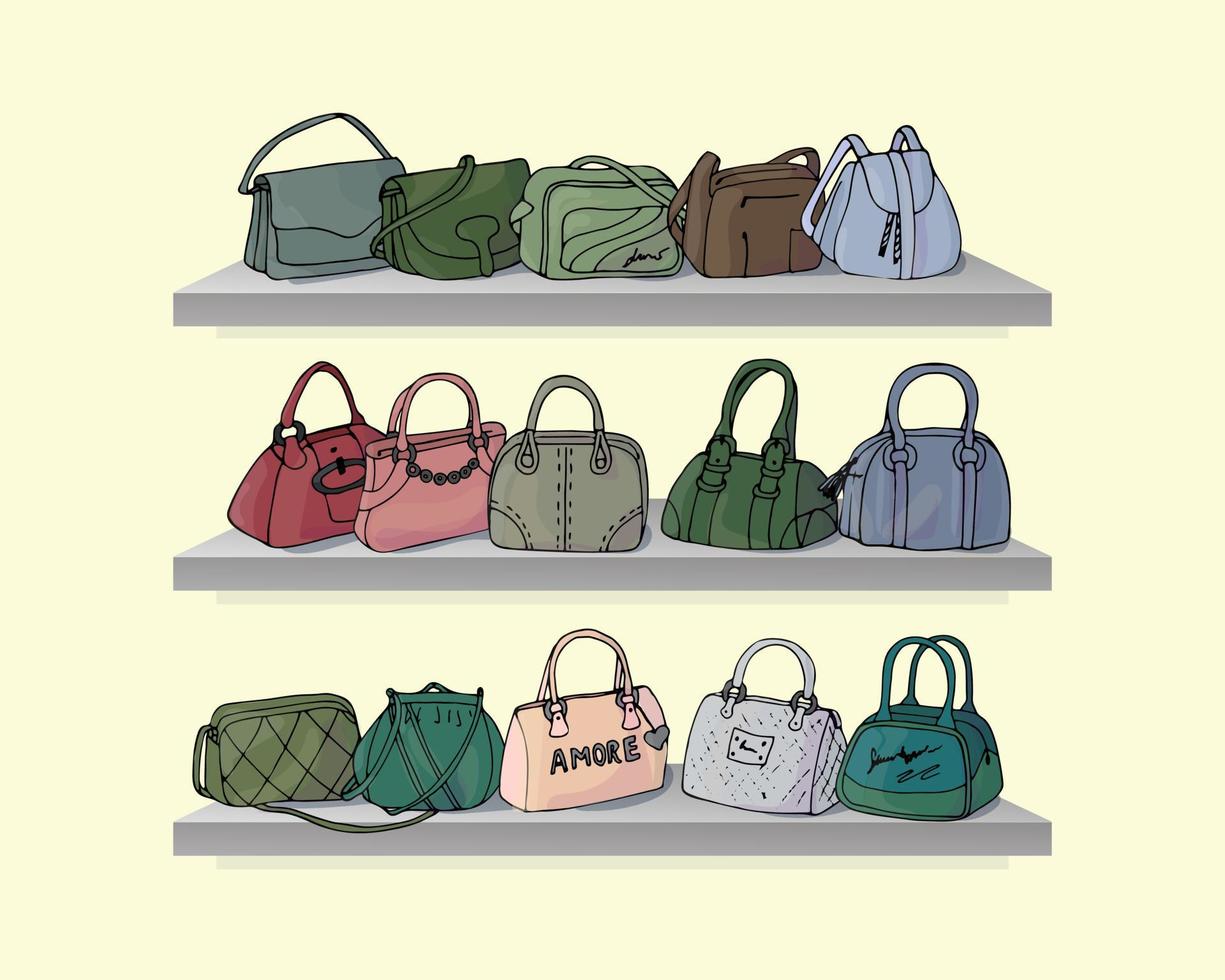 Fashion store. Boutique of bags. vector
