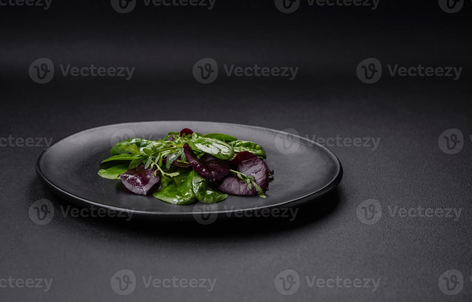 Delicious fresh salad consisting of spinach, chard, radicchio and red chart photo