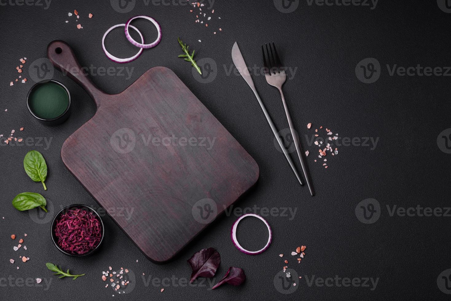 Delicious fresh salad consisting of spinach, chard, radicchio and red chart photo