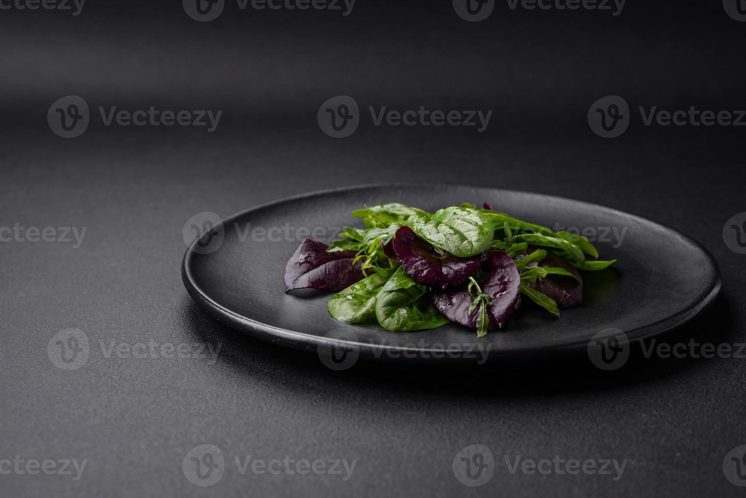 Delicious fresh salad consisting of spinach, chard, radicchio and red chart photo