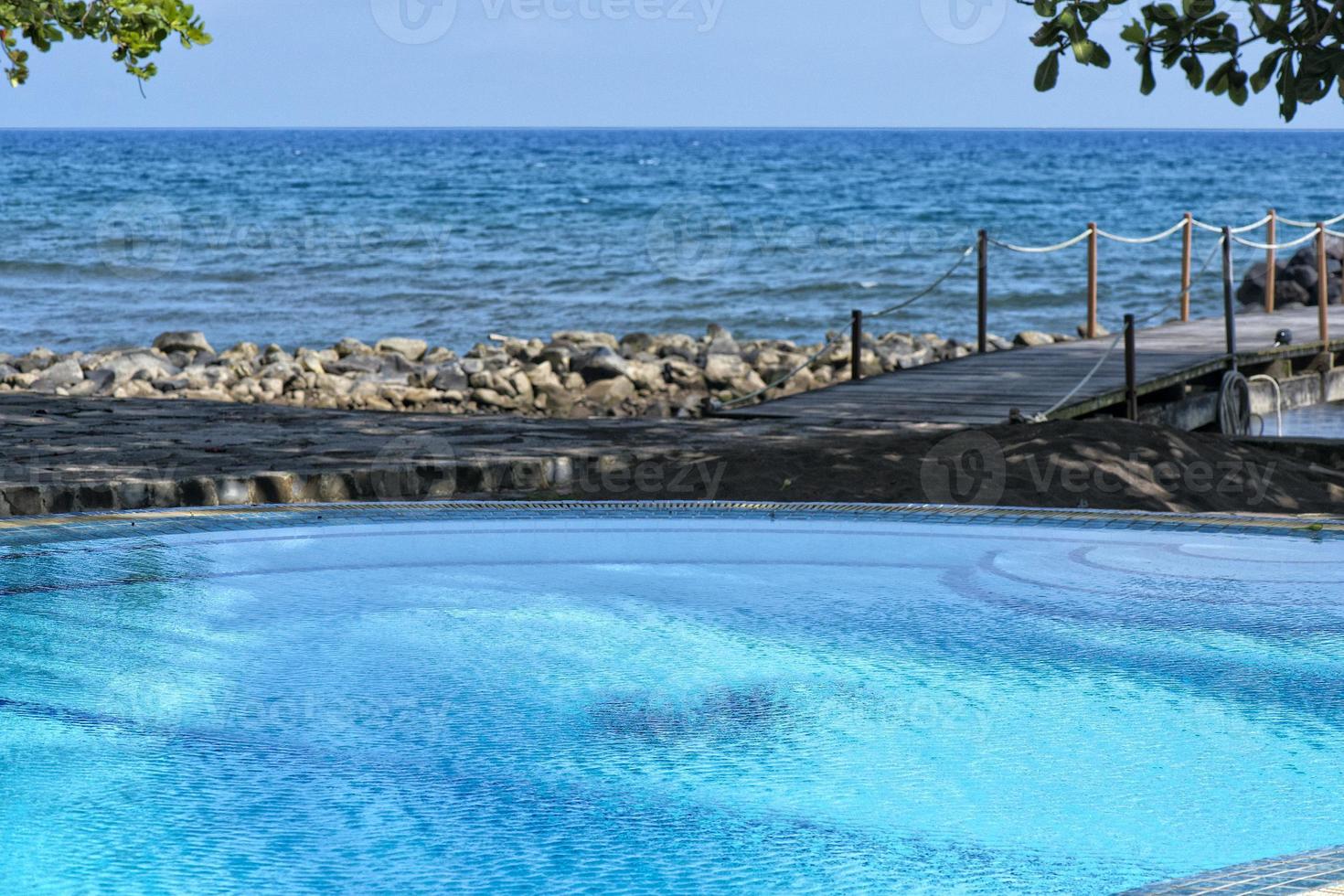 pool in tropical beach photo