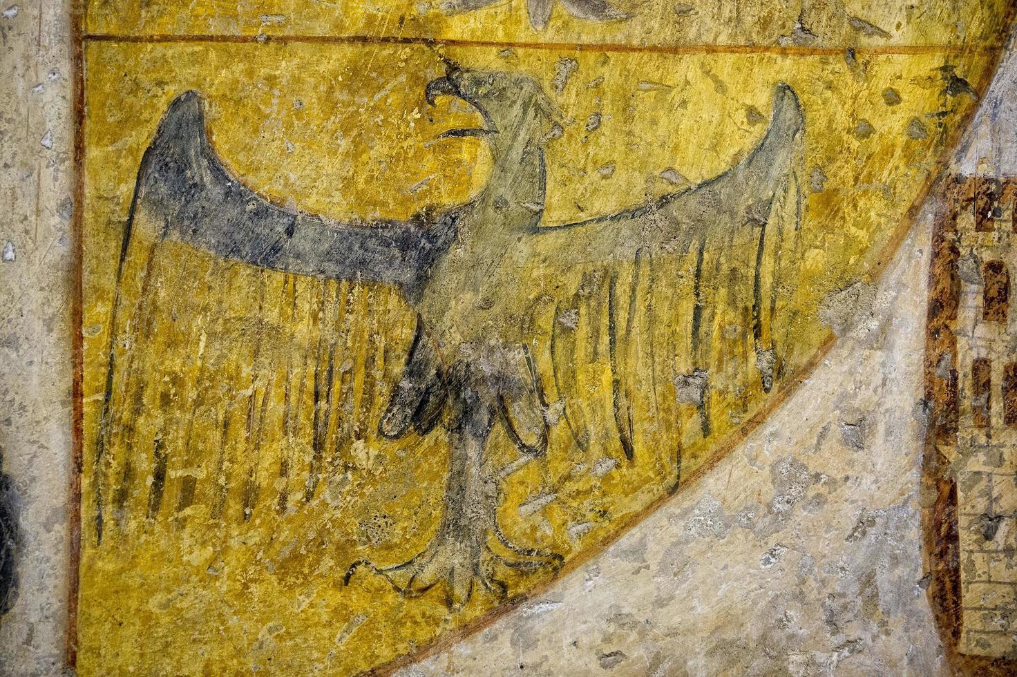 medieval inscripción pintado en el pared foto