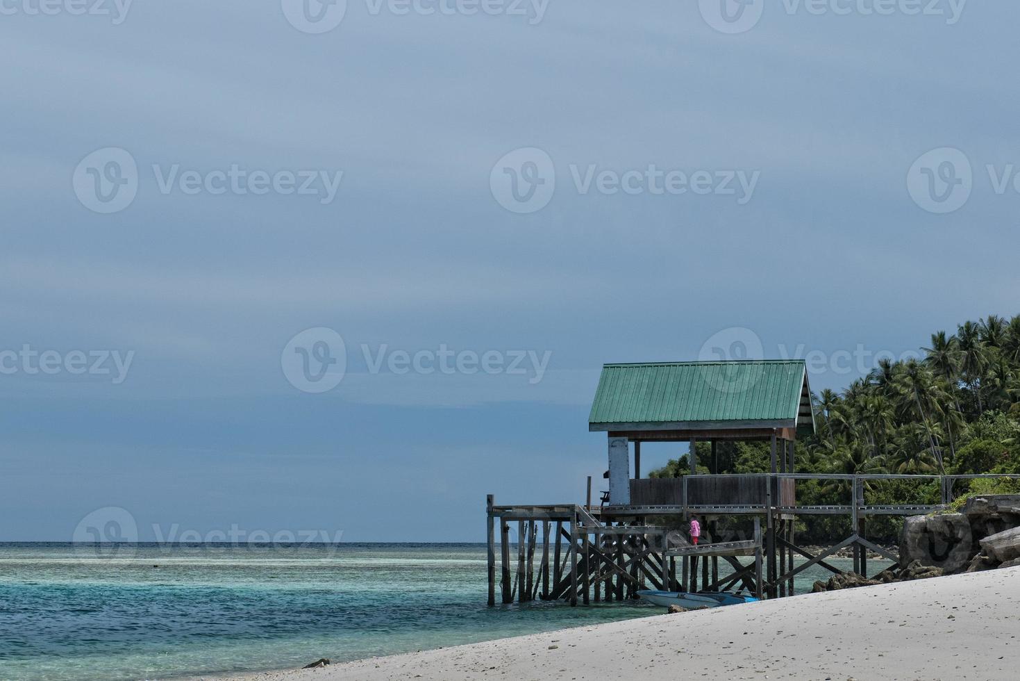 White Sand Beach in Turquoise Tropical Polynesian Paradise Palm photo